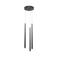 Lampadario A Sospensione Moderno Cascade Alluminio Nero 3 Luci Led 18W