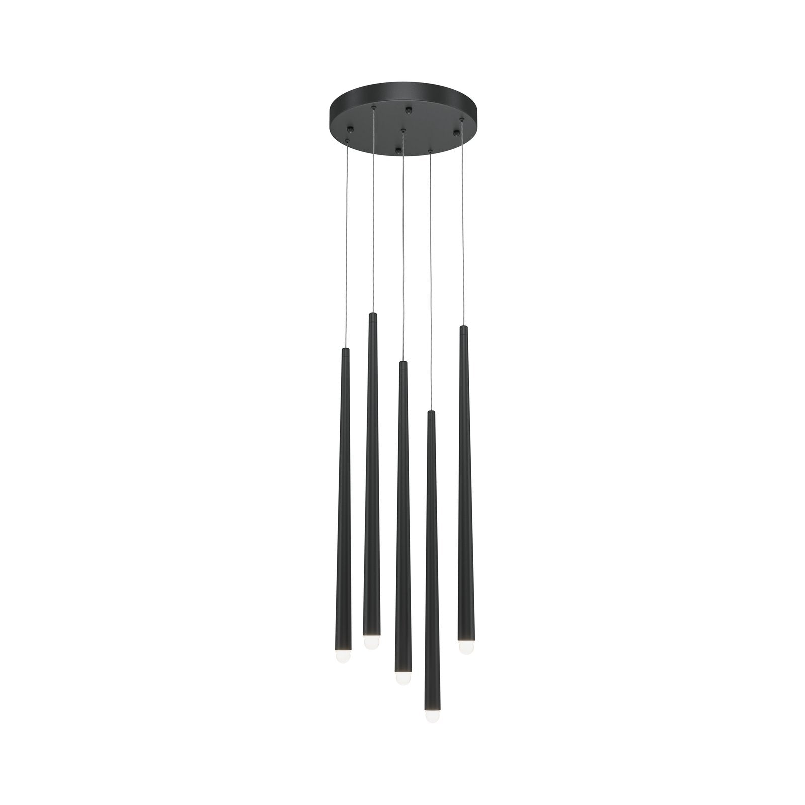 Lampadario A Sospensione Moderno Cascade Alluminio Nero 5 Luci Led 30W