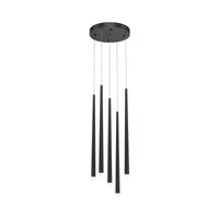 Lampadario A Sospensione Moderno Cascade Alluminio Nero 5 Luci Led 30W