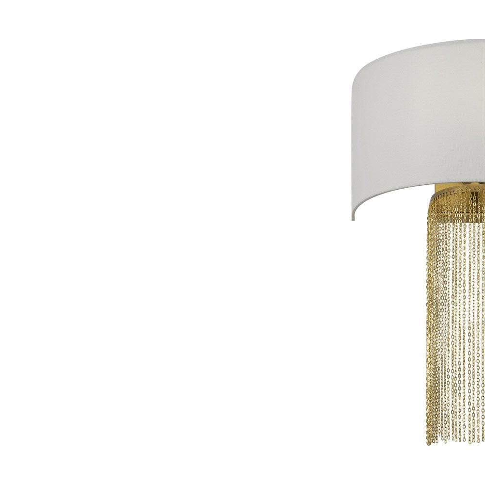 Applique Contemporanea Impressive Metallo Oro 1 Luce Diffusore Tessuto Bianco