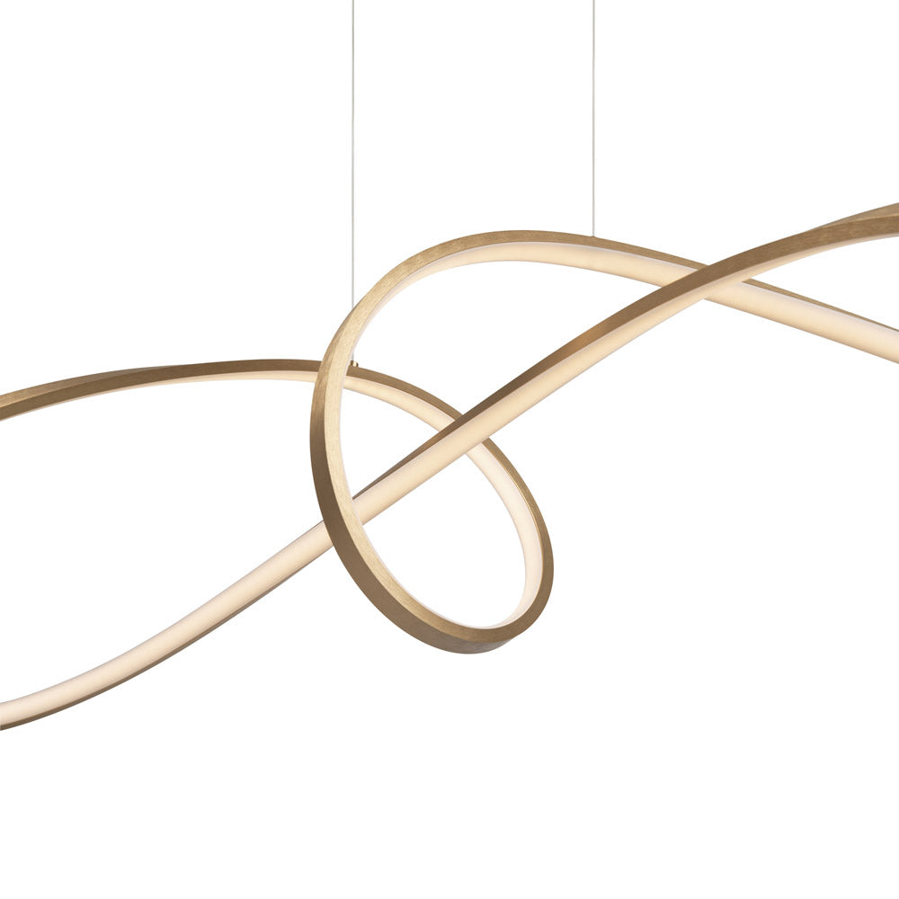 Lampadario A Sospensione Moderno Curve Alluminio Oro 1 Luce Led 42W