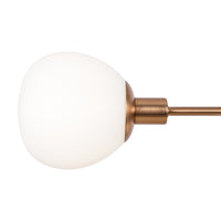 Lampadario Sospensione Erich Metallo Ottone 5 Luci E Diffusori Bianchi