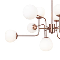 Lampadario Sospensione Erich In Metallo Ottone 12 Luci E Diffusori Bianchi