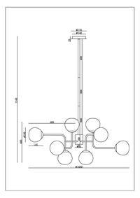 Lampadario Sospensione Erich In Metallo Ottone 12 Luci E Diffusori Bianchi