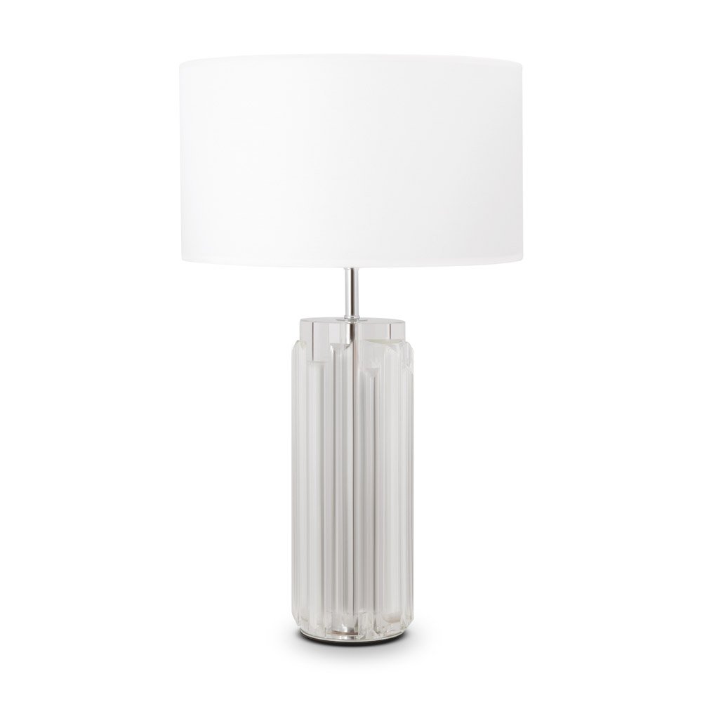 Lampada Da Tavolo Moderno Muse Metallo Cromo Paralume Tessuto 1 Luce E27 60W