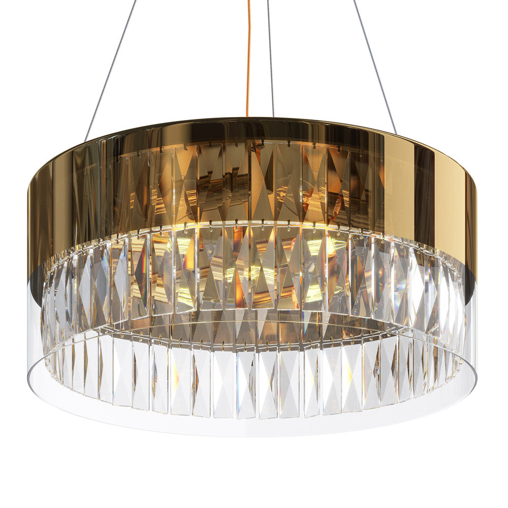 Lampadario Contemporaneo Wonderland Acciaio Oro 6 Luci Diffusori Vetro