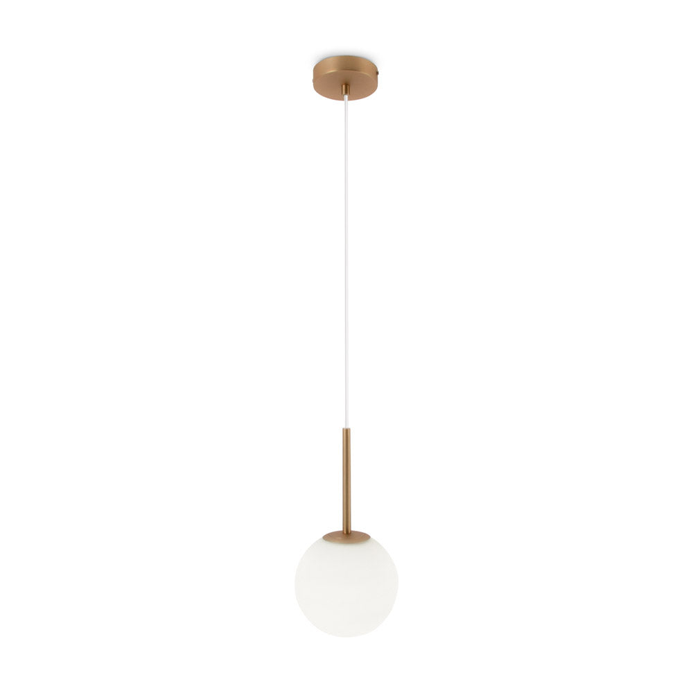 Lampadario Minimal Basic Form Piccolo In Metallo Oro 1 Luce E Diffusore Bianco