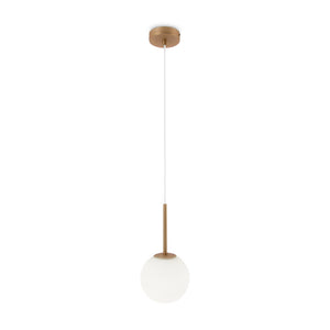 Lampadario Minimal Basic Form Piccolo In Metallo Oro 1 Luce E Diffusore Bianco