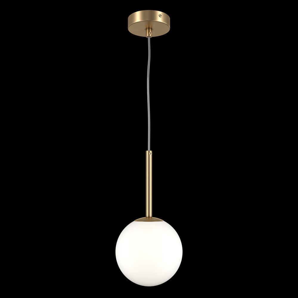 Lampadario Minimal Basic Form Piccolo In Metallo Oro 1 Luce E Diffusore Bianco