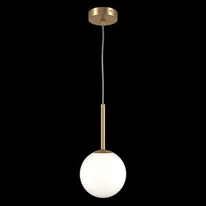 Lampadario Minimal Basic Form Piccolo In Metallo Oro 1 Luce E Diffusore Bianco