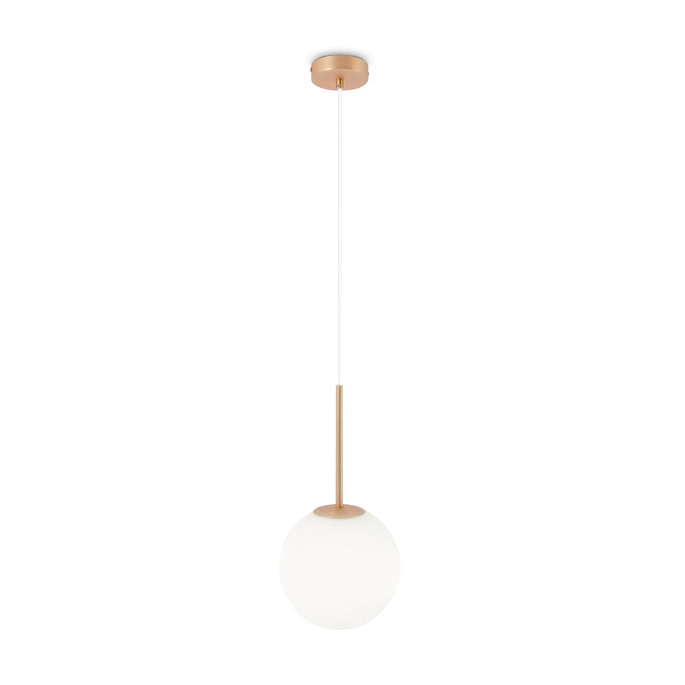 Lampadario Minimal Basic Form Grande In Metallo Oro 1 Luce E Diffusore Bianco