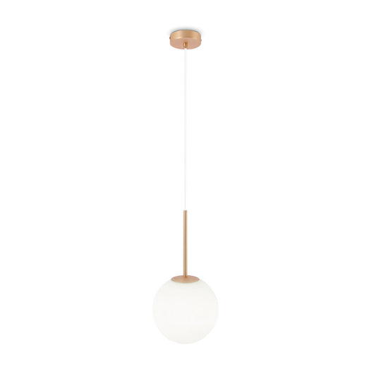 Lampadario Minimal Basic Form Grande In Metallo Oro 1 Luce E Diffusore Bianco