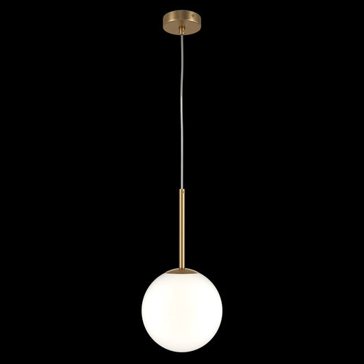 Lampadario Minimal Basic Form Grande In Metallo Oro 1 Luce E Diffusore Bianco