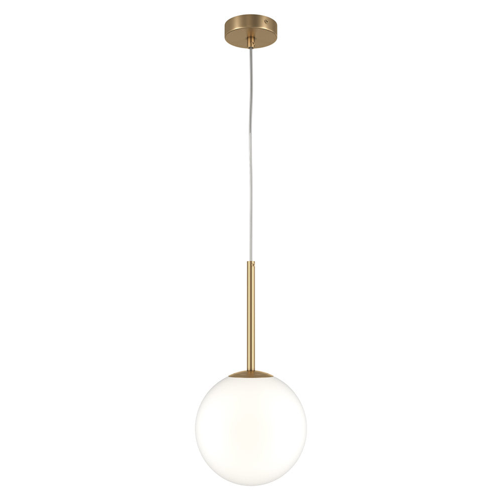 Lampadario Minimal Basic Form Grande In Metallo Oro 1 Luce E Diffusore Bianco