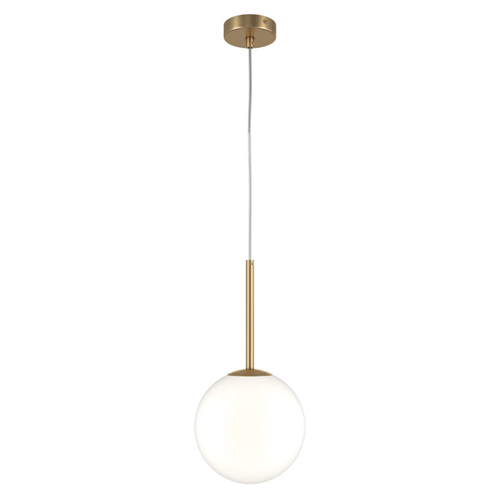 Lampadario Minimal Basic Form Grande In Metallo Oro 1 Luce E Diffusore Bianco