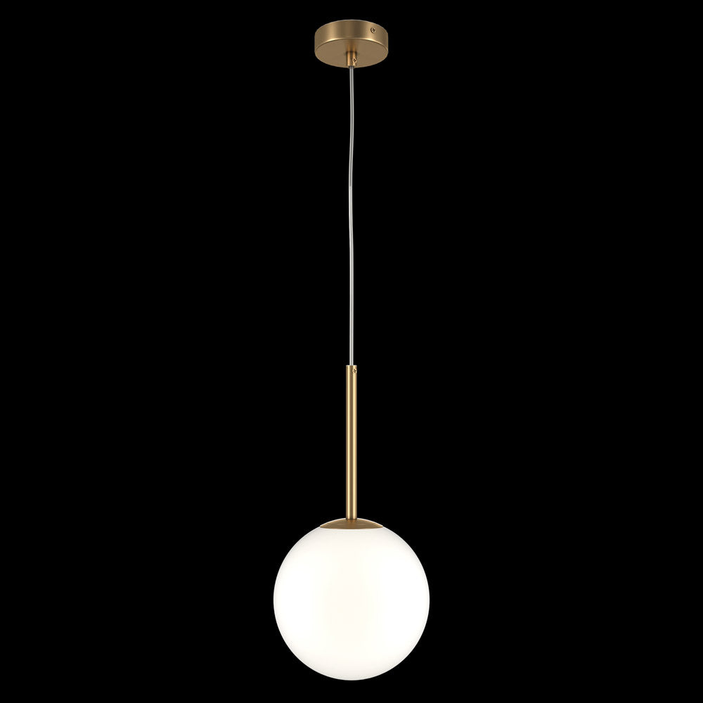 Lampadario Minimal Basic Form Grande In Metallo Oro 1 Luce E Diffusore Bianco