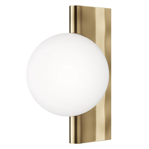 Applique Contemporanea Avant-Garde In Metallo Ottone 1 Luce Con Diffusore Bianco