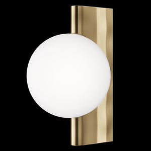 Applique Contemporanea Avant-Garde In Metallo Ottone 1 Luce Con Diffusore Bianco