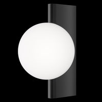 Applique Contemporanea Avant-Garde In Metallo Nera 1 Luce Con Diffusore Bianco