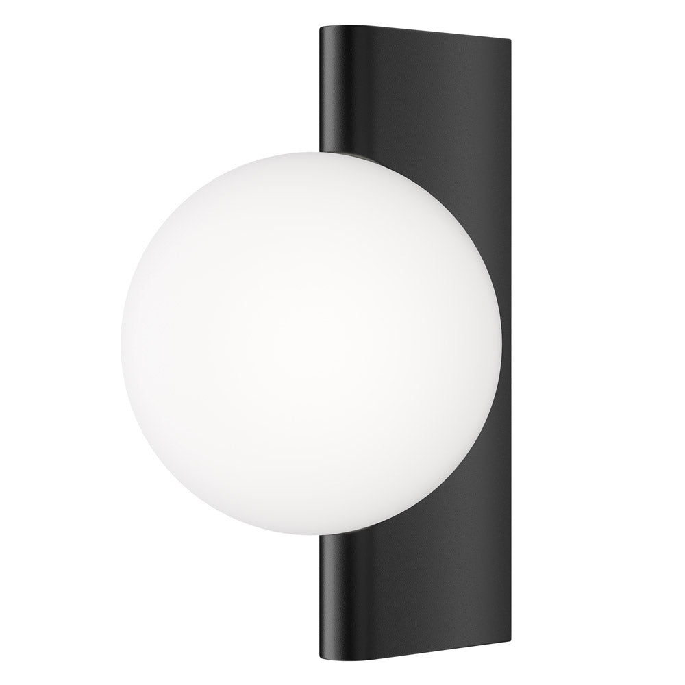 Applique Contemporanea Avant-Garde In Metallo Nera 1 Luce Con Diffusore Bianco