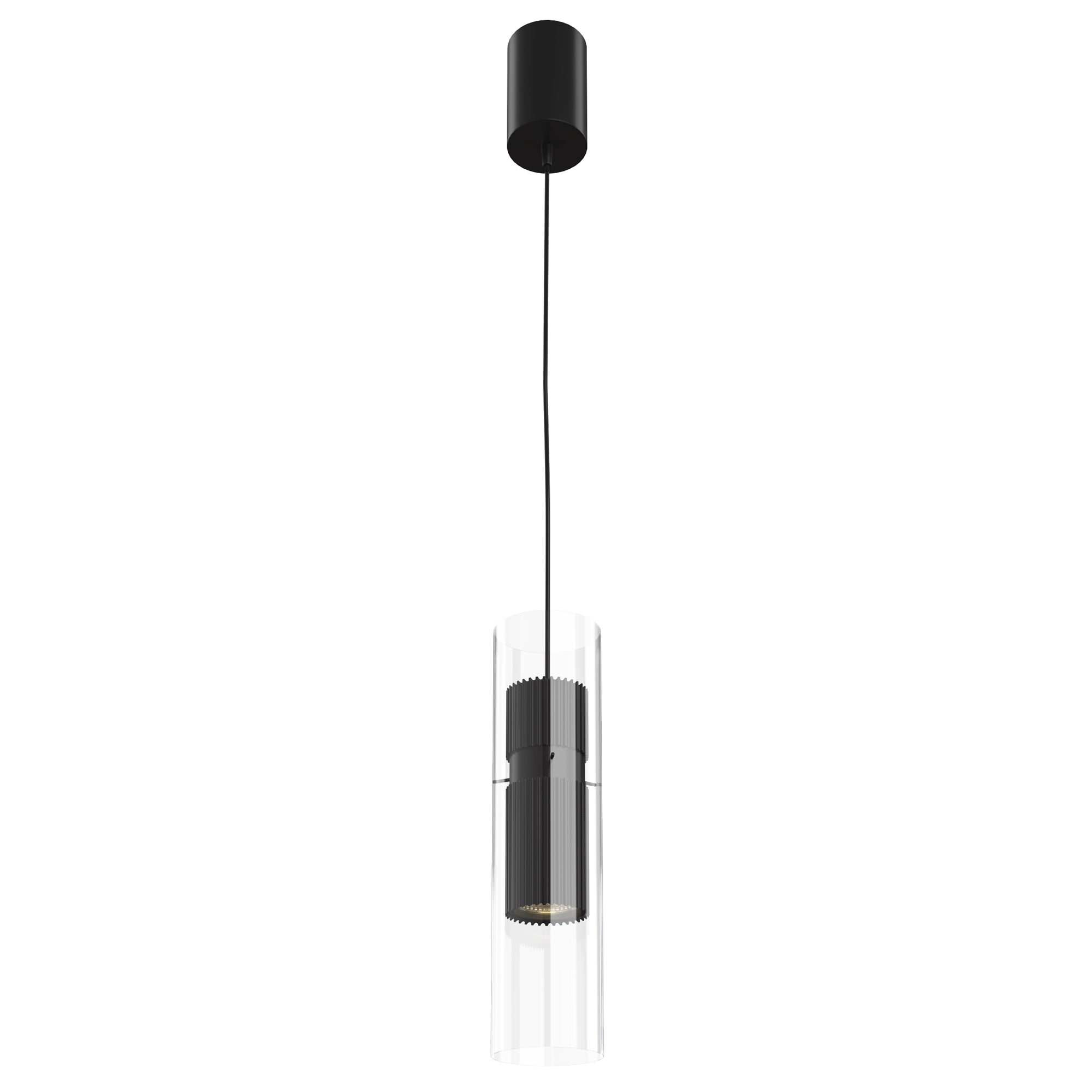 Lampadario A Sospensione Moderno Dynamics Alluminio Nero Vetro 1 Luce Gu10 50W