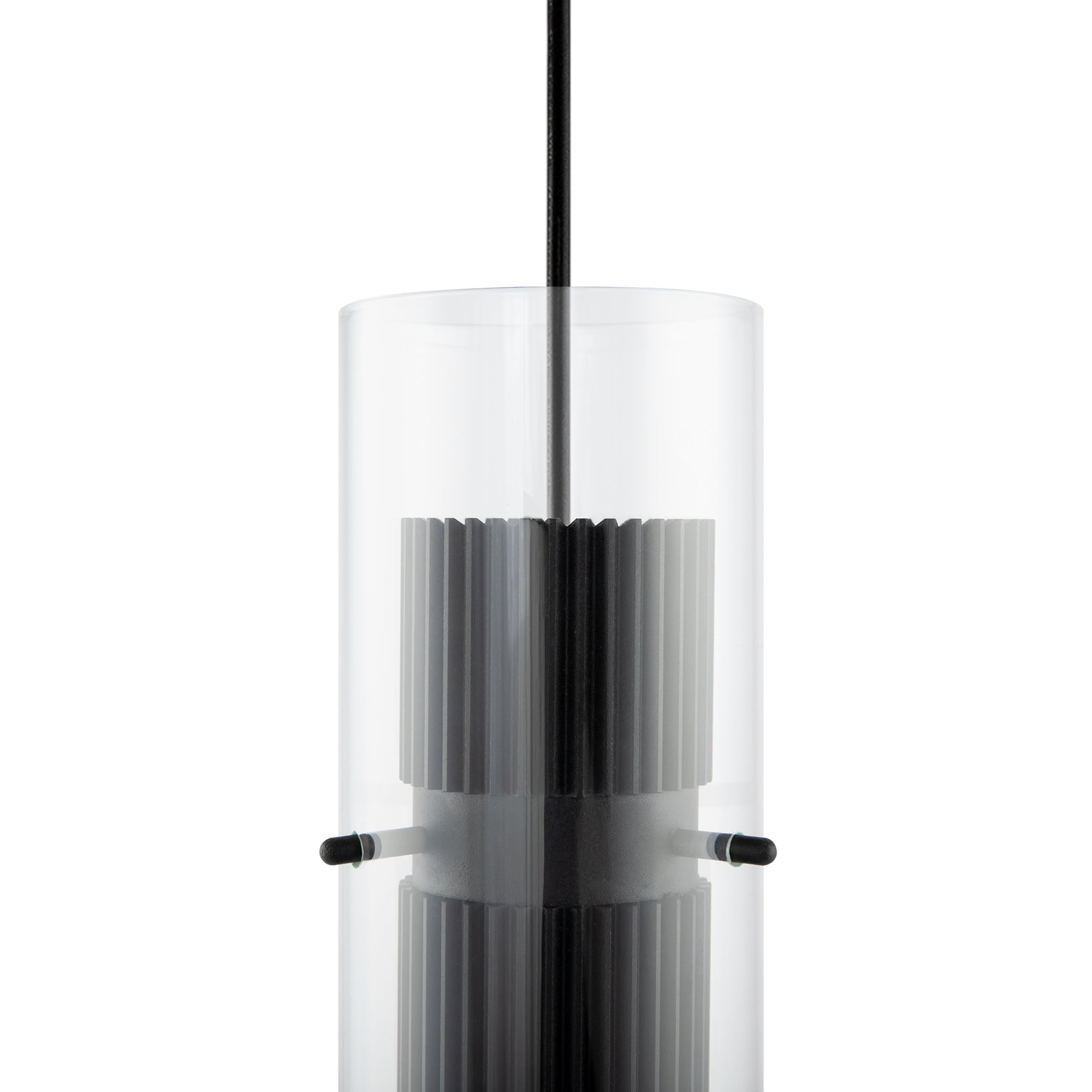 Lampadario A Sospensione Moderno Dynamics Alluminio Nero Vetro 1 Luce Gu10 50W