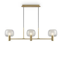 Lampadario Contemporaneo Vision Alluminio Oro 3 Luci Diffusori In Vetro Trasp