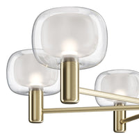 Lampadario Contemporaneo Vision Alluminio Oro 6 Luci Diffusori In Vetro Trasp