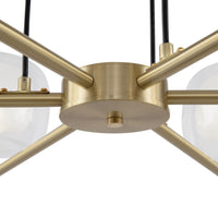 Lampadario Contemporaneo Vision Alluminio Oro 6 Luci Diffusori In Vetro Trasp