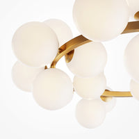 Lampadario Contemporaneo Dallas Metallo Oro 25 Luci Diffusori Bianco Opaco