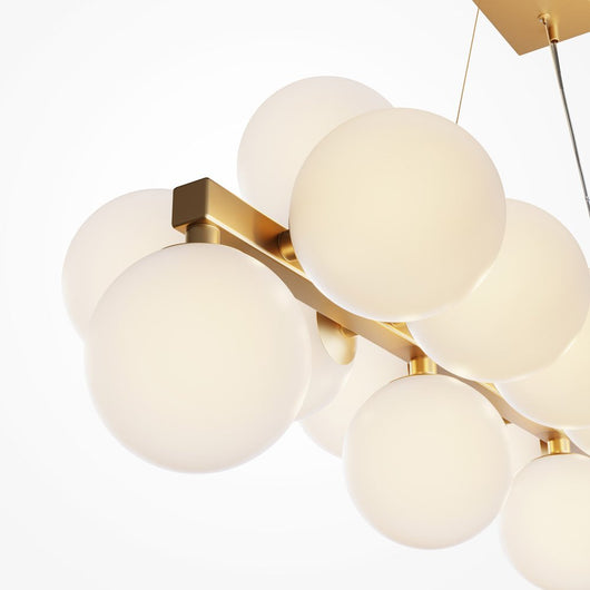 Lampadario Contemporaneo Dallas Metallo Oro E Bianco 25 Luci Diffusori Vetro