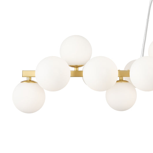 Lampadario Contemporaneo Dallas Metallo Oro E Bianco 25 Luci Diffusori Vetro