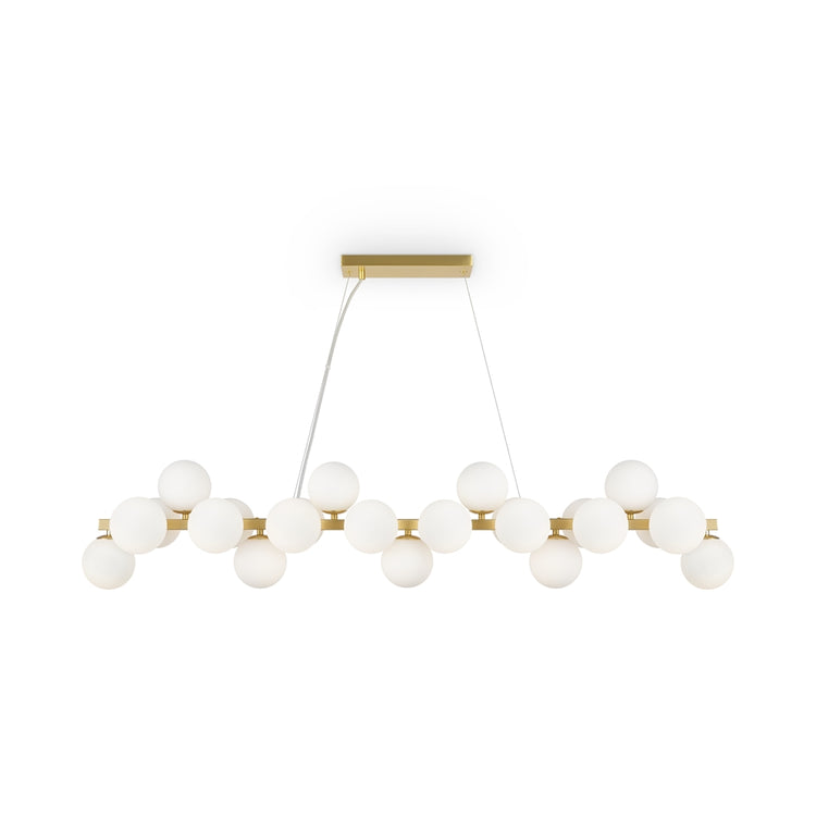 Lampadario Contemporaneo Dallas Metallo Oro E Bianco 25 Luci Diffusori Vetro