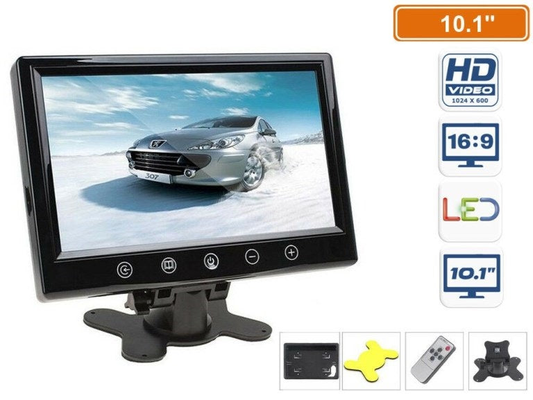 MONITOR TFT LED 10.1" CON TELECOMANDO - INGRESSO VIDEO - RCA - VIDEOSORVEGLIANZA