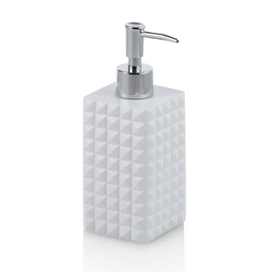 Dispenser per sapone GEOMETRIC in resina e metallo bianco