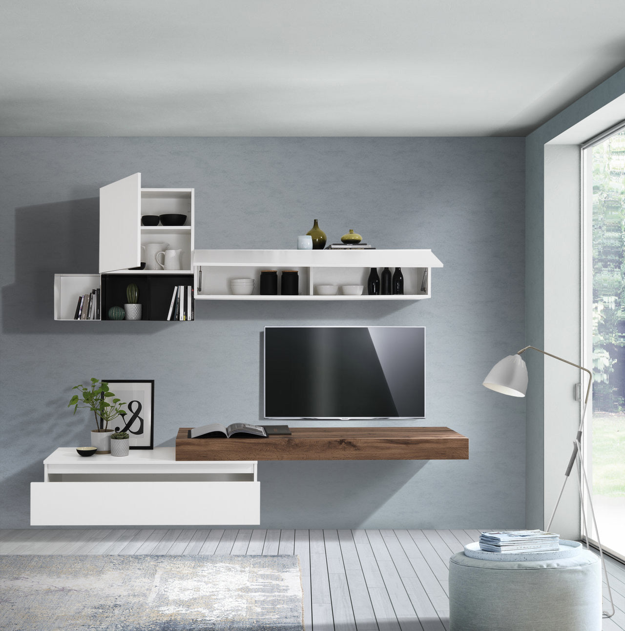 Composizione Living EMILIA rovere miele/bianco