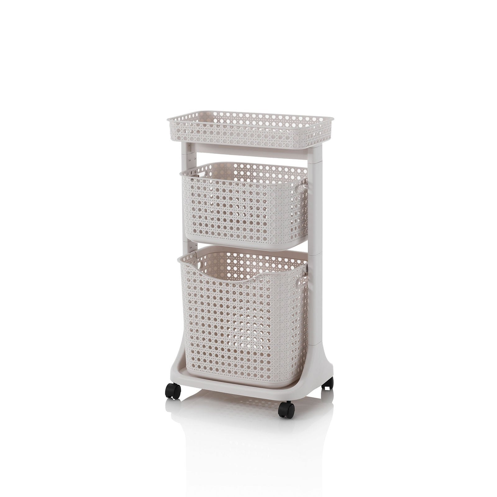 Carrello lavanderia 2 cesti LINO beige