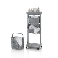 Carrello lavanderia 3 cesti LINO grigio