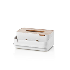 Organizer con portafazzoletti SEATTLE bianco in abs e legno