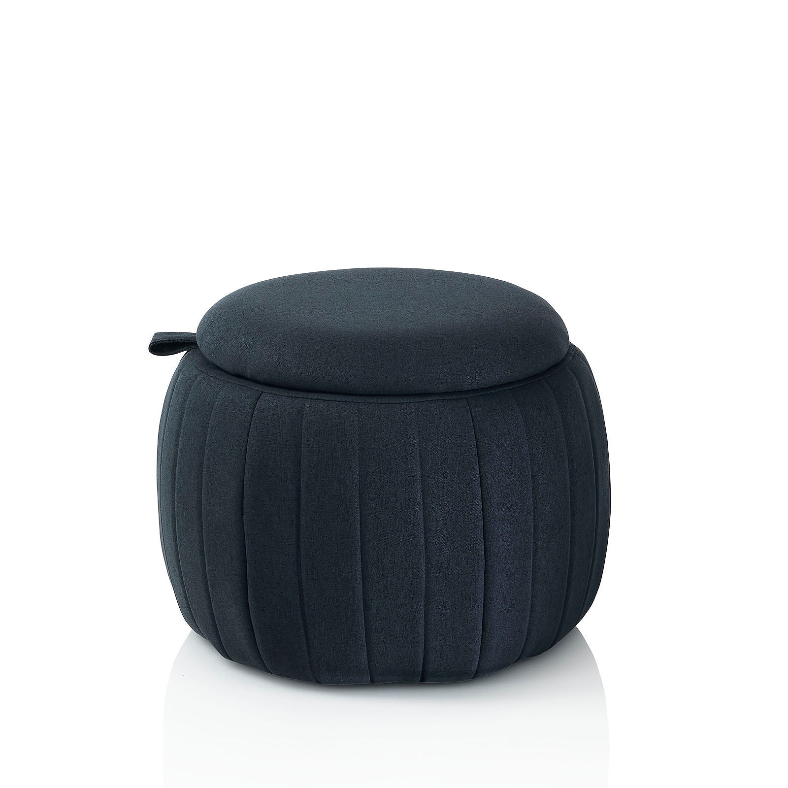 Pouf con contenitore HIDDEN blu in tessuto