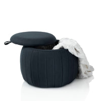 Pouf con contenitore HIDDEN blu in tessuto