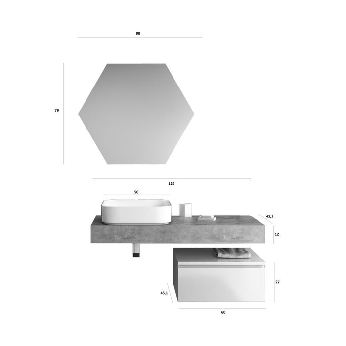 Composizione 4 pezzi ASTRA noce/bianco