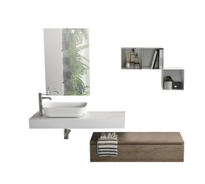 Mobile bagno composizione 4 pezzi ASTRA colore bianco/colore rovere miele