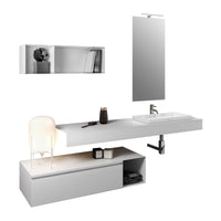 Mobile bagno composizione 8 pezzi L.195 P.45 H.190 cm ASTRA colore bianco