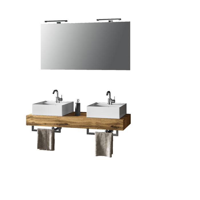 Composizione doppio lavabo 8 pezzi ASTRA rovere miele