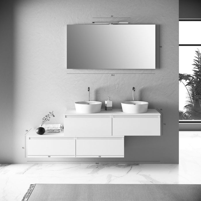 Mobile bagno composizione doppio lavabo 8 pezzi L.160 P.45 H.190 cm ASTRA colore bianco