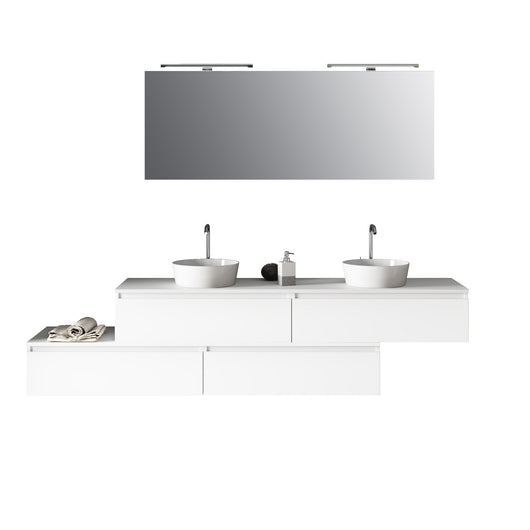 Composizione doppio lavabo 9 pezzi ASTRA bianco_225x45x190