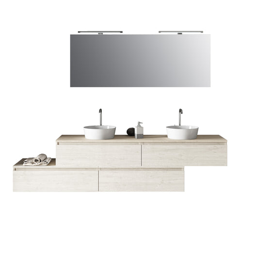 Composizione doppio lavabo 9 pezzi ASTRA sherwood _225x45x190