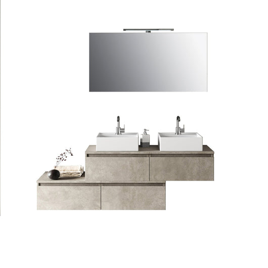 Mobile bagno composizione doppio lavabo 8 pezzi ASTRA colore avana