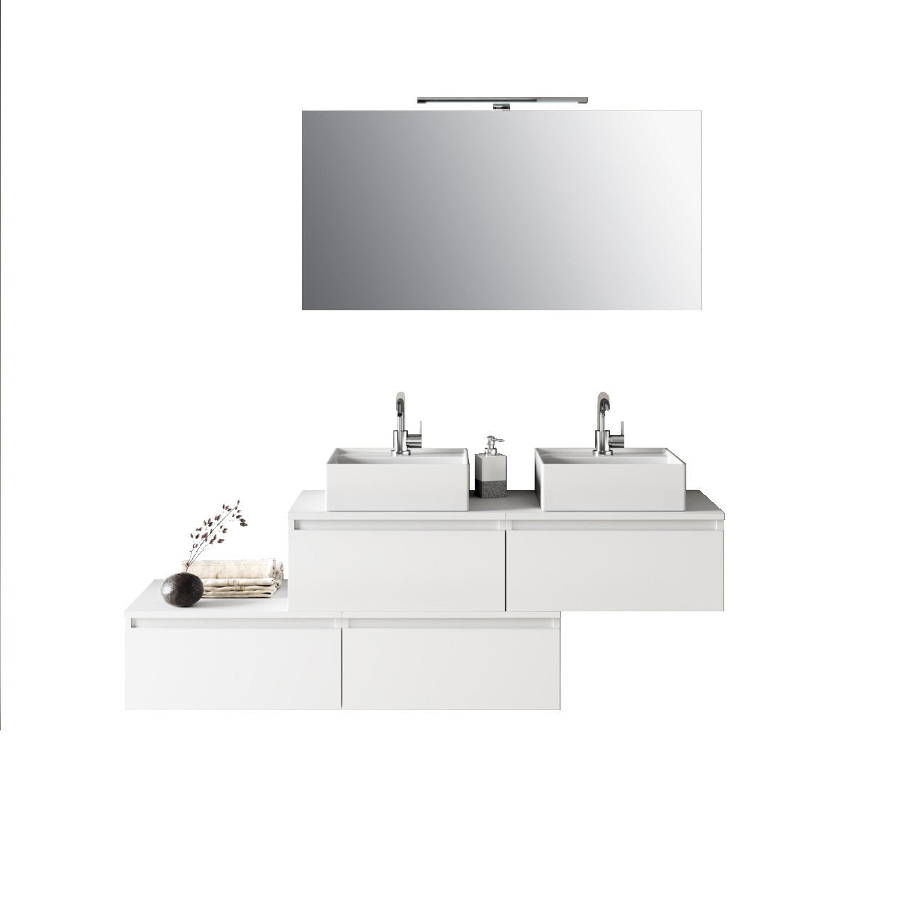 Mobile bagno composizione doppio lavabo 8 pezzi ASTRA colore bianco